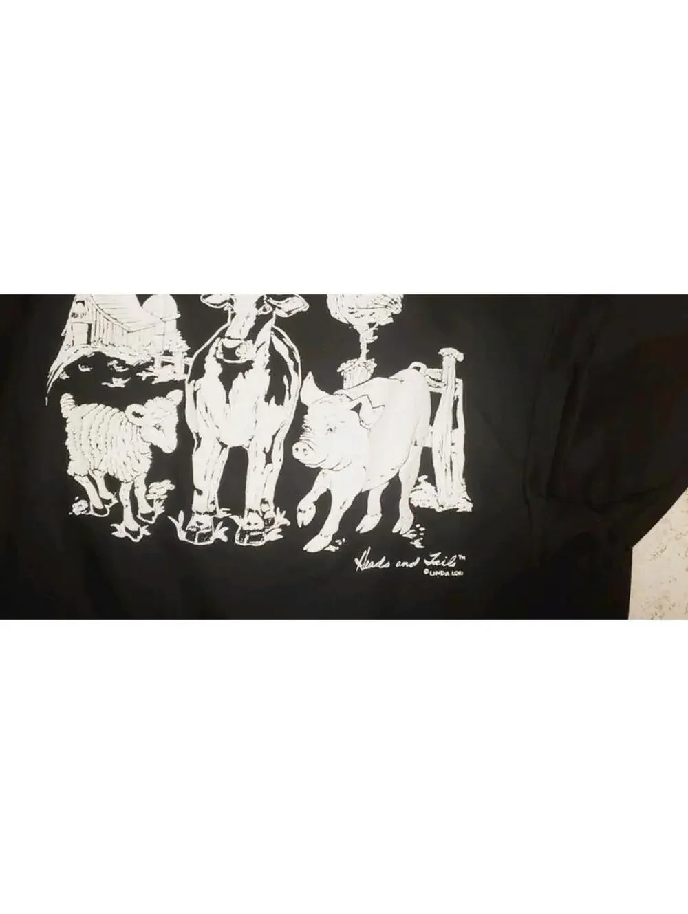 Vintage Heads and Tails Linda Lori Farm Sweatshirt OSFA XL 80s USA Double Sided